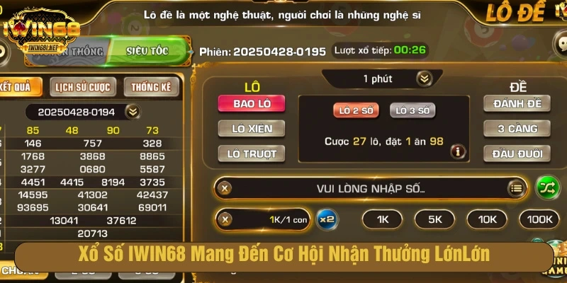 Cá cược xổ số IWIN68 nhận thưởng thả ga