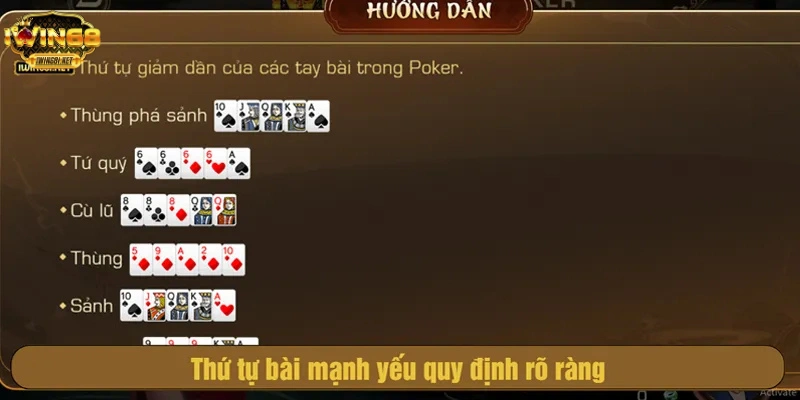 Thứ tự bài mạnh yếu quy định rõ ràng
